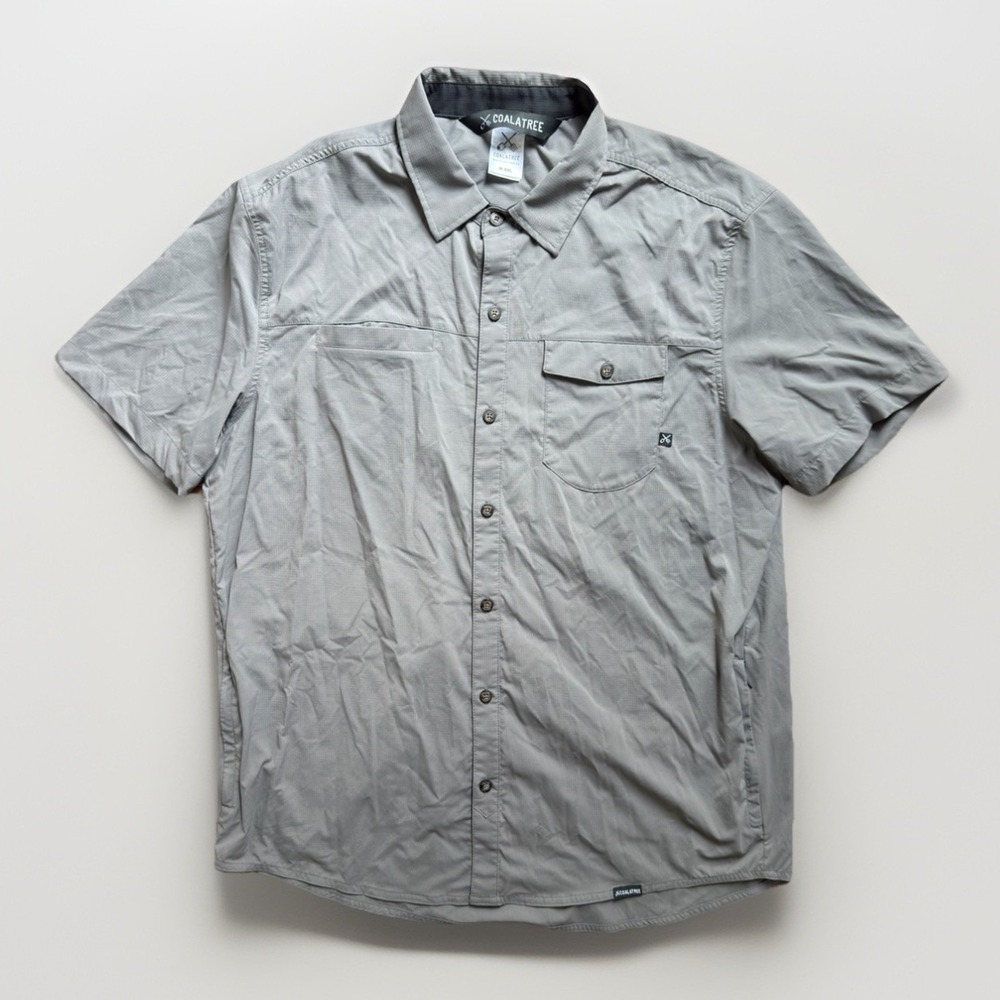 Coalatree Trailhead Button Up Shirt Mens M-XXL Gray Hiking Outdoor Short Sleeve